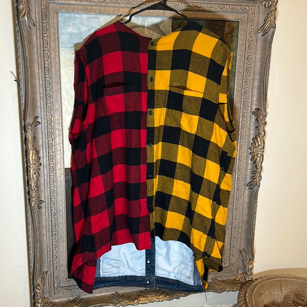 Custom Plaid/Jean sleeveless shirt
